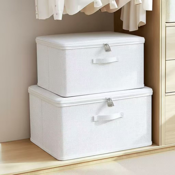 Összecsukható ruhatároló doboz fedővel, textil anyag, 40–50 liter kapacitás, hordozható