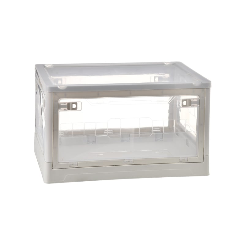 Kültéri tároló doboz - öt ajtós, oldalsó ajtóval, összecsukható, fa fedél, PP műanyag, 55 literes kapacitás