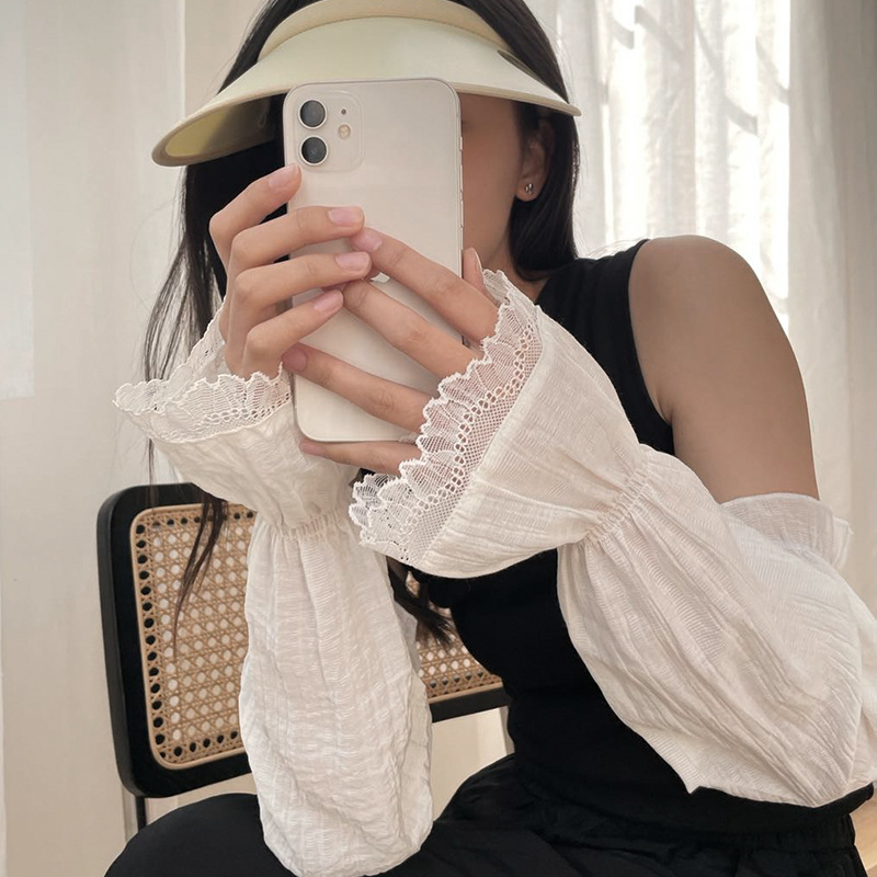 Ženske zaštitne rukavice za sunce od pamuk-linen mješavine, ljeto, prozračne, širokog kroja, universalni stil; sastav materijala 51–60%, tkanina: Drugo, pogodna za proljeće-ljeto-jesen, ciljana skupina: mladi do srednje