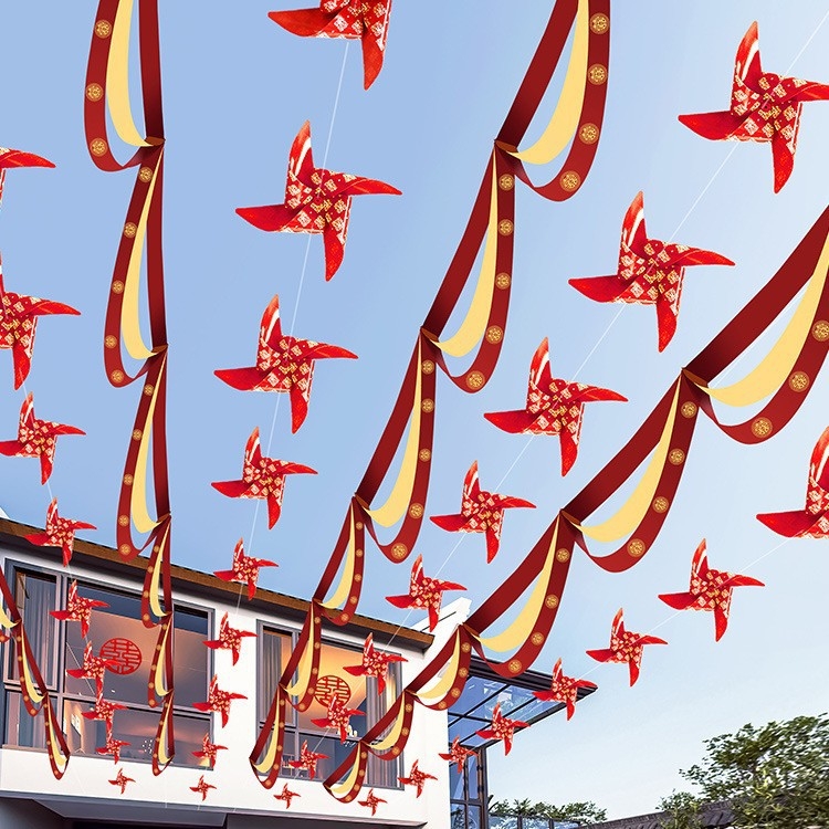 Σετ διακόσμησης γάμου για αυλή με φαναράκια, γιρλάντες και κορδέλες από πλαστικό