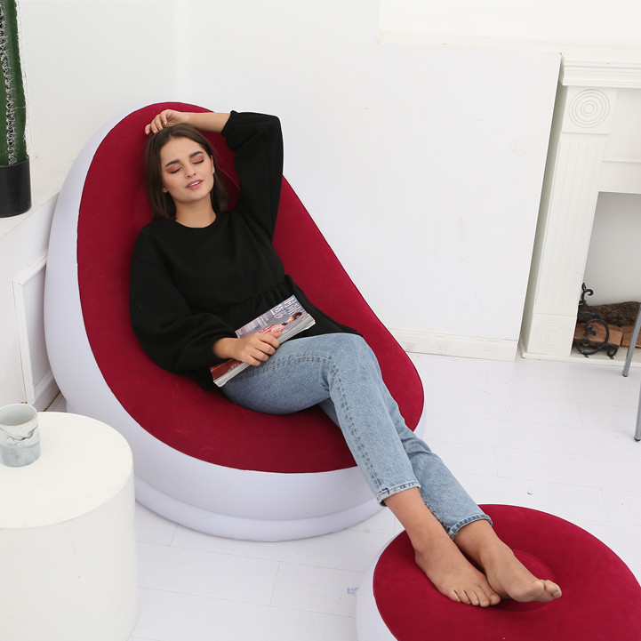 Canapea gonflabilă pliabilă cu design în formă de S, tapițerie plușată, Brand Unique, Material: Altul, Categorie: Altul