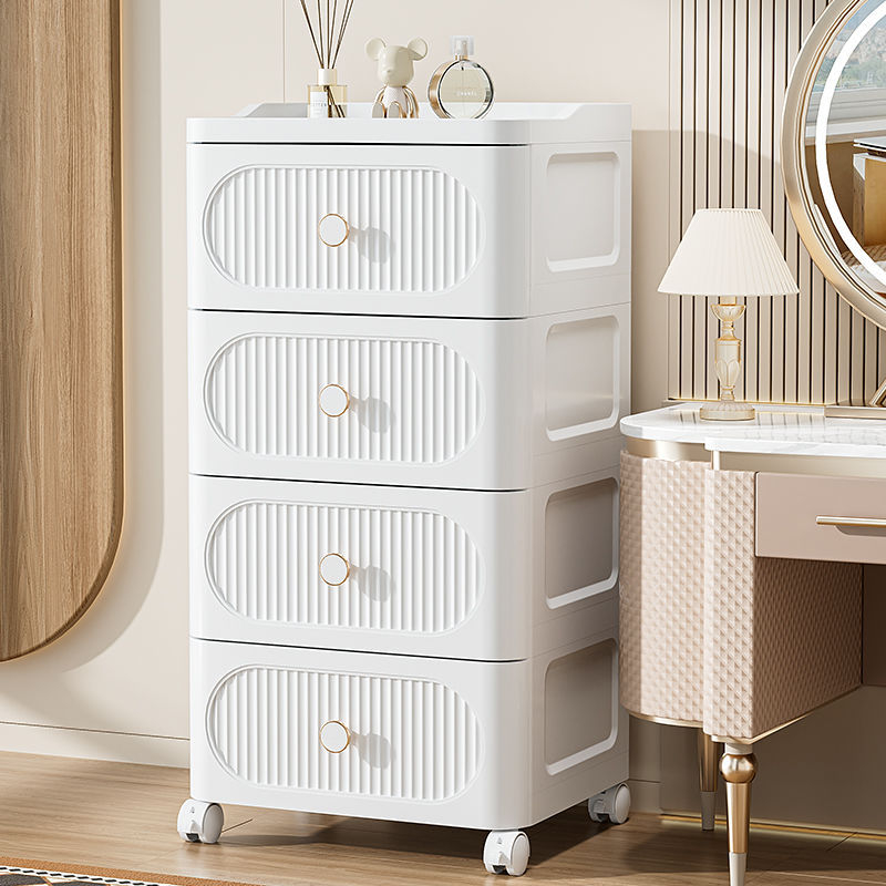 Fiókos tároló szekrény görgőkkel — PP anyag, 0–5 L kapacitás, egyszerű stílus, hordozható