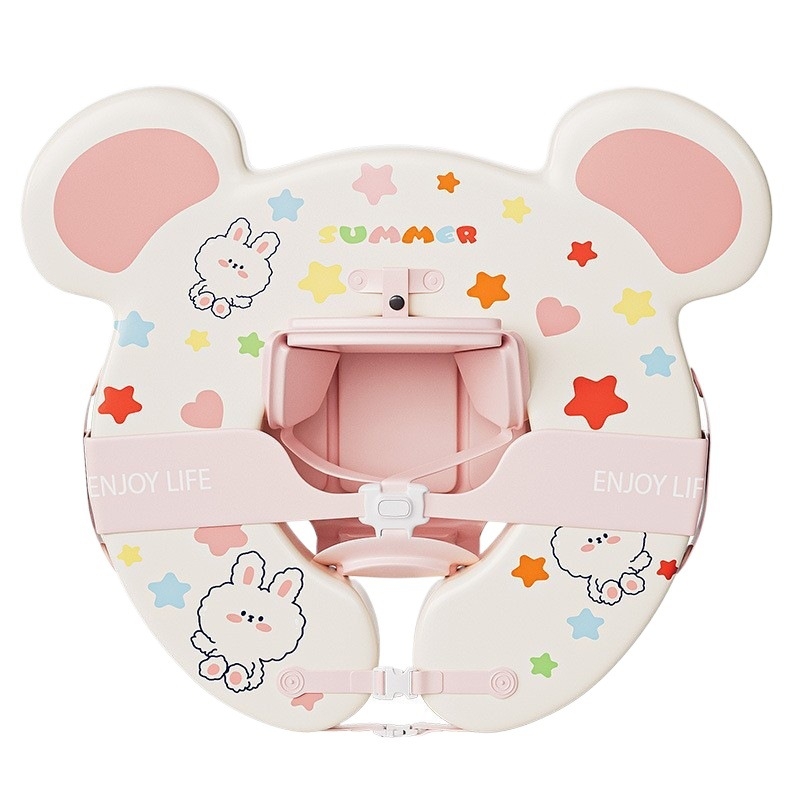 Inel de baie gonflabil reglabil pentru copii, cu design ursuleț desen animat, din PVC ecologic, potrivit pentru piscine și parcuri acvatice