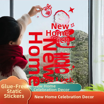 Okenná dekoratívna nálepka – elektrostatická fólia, šťastný znak pre sťahovanie, balená v opp vrecku, darček