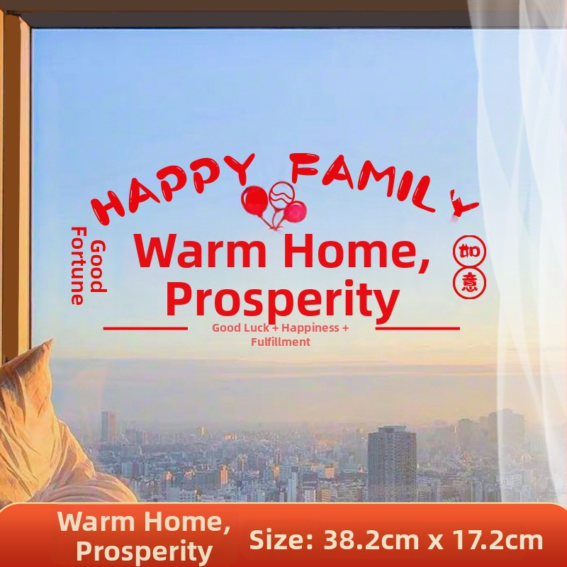 Okenná dekoratívna nálepka – elektrostatická fólia, šťastný znak pre sťahovanie, balená v opp vrecku, darček