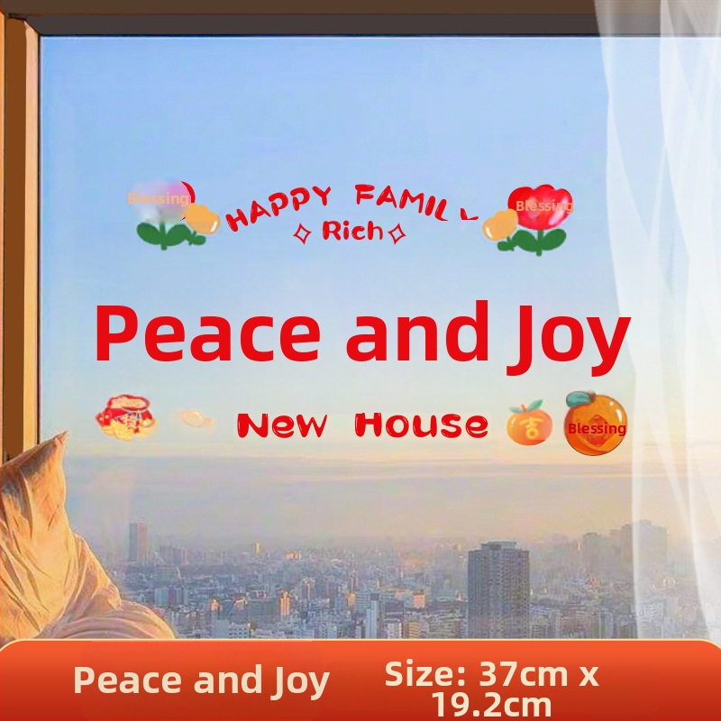 Okenná dekoratívna nálepka – elektrostatická fólia, šťastný znak pre sťahovanie, balená v opp vrecku, darček