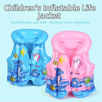 Vestă gonflabilă pentru copii, cu plutire mare — Vernon wave, PVC ecologic, model desen animat, pentru copii, pentru înot și plimbare prin apă