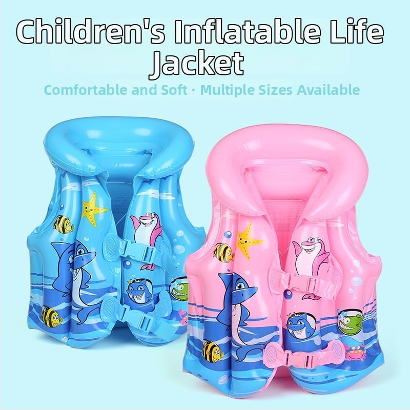 Vestă gonflabilă pentru copii, cu plutire mare — Vernon wave, PVC ecologic, model desen animat, pentru copii, pentru înot și plimbare prin apă