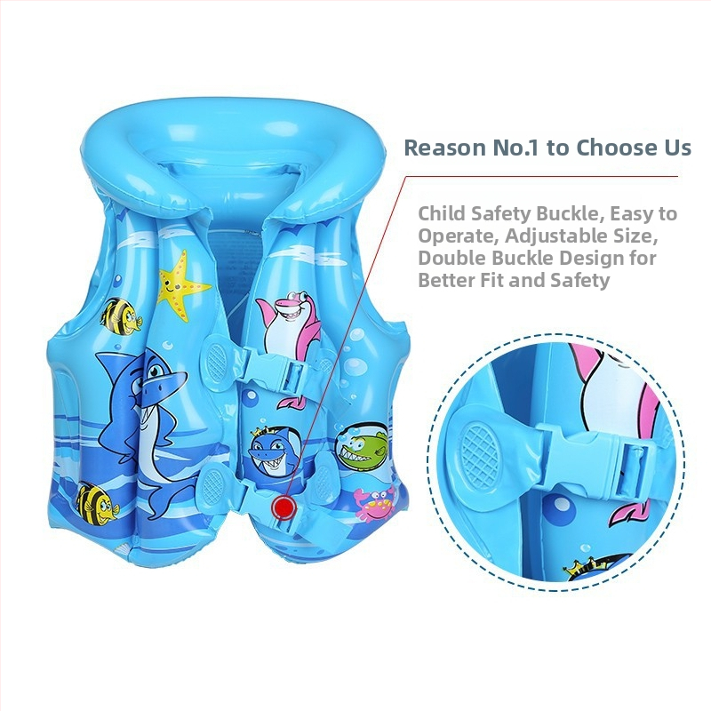 Vestă gonflabilă pentru copii, cu plutire mare — Vernon wave, PVC ecologic, model desen animat, pentru copii, pentru înot și plimbare prin apă