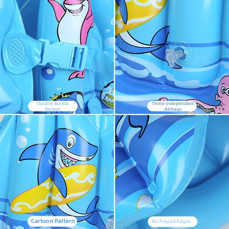 Vestă gonflabilă pentru copii, cu plutire mare — Vernon wave, PVC ecologic, model desen animat, pentru copii, pentru înot și plimbare prin apă