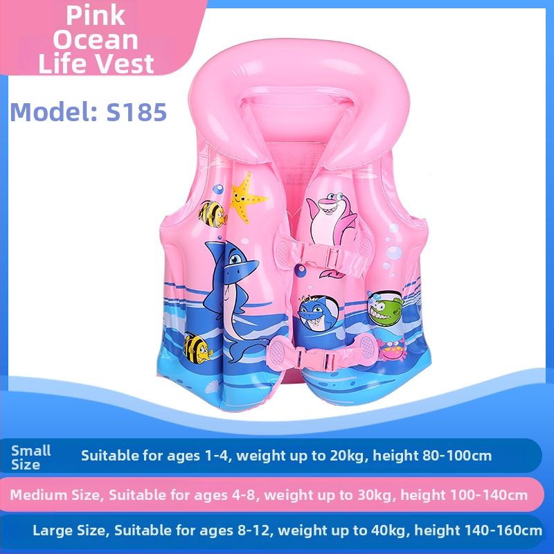 Vestă gonflabilă pentru copii, cu plutire mare — Vernon wave, PVC ecologic, model desen animat, pentru copii, pentru înot și plimbare prin apă