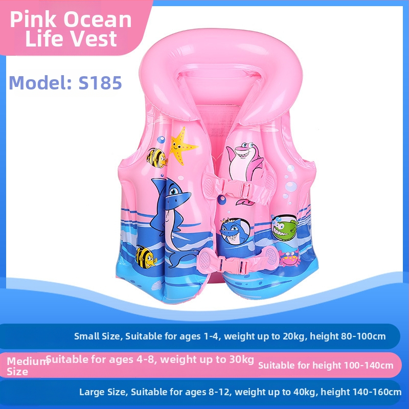 Vestă gonflabilă pentru copii, cu plutire mare — Vernon wave, PVC ecologic, model desen animat, pentru copii, pentru înot și plimbare prin apă