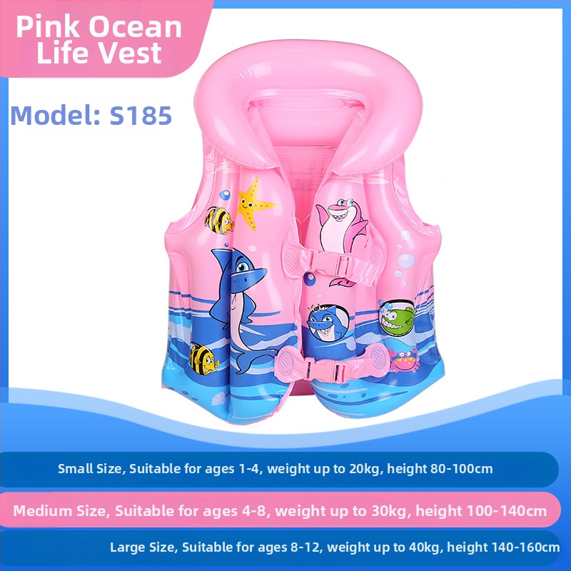 Vestă gonflabilă pentru copii, cu plutire mare — Vernon wave, PVC ecologic, model desen animat, pentru copii, pentru înot și plimbare prin apă