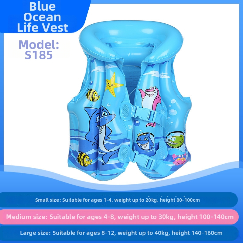 Vestă gonflabilă pentru copii, cu plutire mare — Vernon wave, PVC ecologic, model desen animat, pentru copii, pentru înot și plimbare prin apă