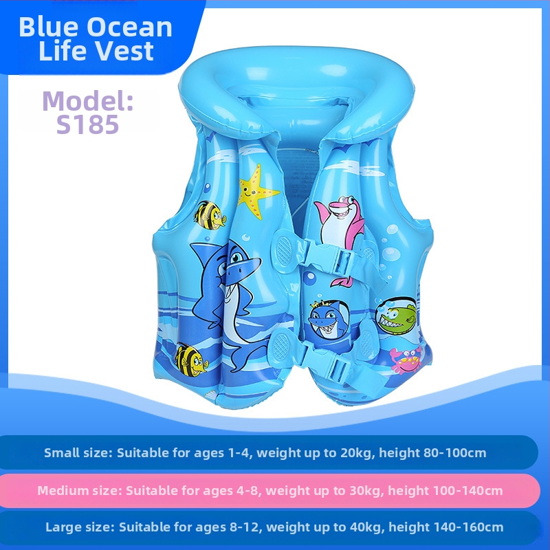 Vestă gonflabilă pentru copii, cu plutire mare — Vernon wave, PVC ecologic, model desen animat, pentru copii, pentru înot și plimbare prin apă