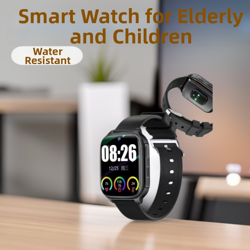 Смарт часовник с 4G SOS едно натискане на повикване, измерване на кръвно налягане, сърдечна честота, SpO2 и водоустойчив.