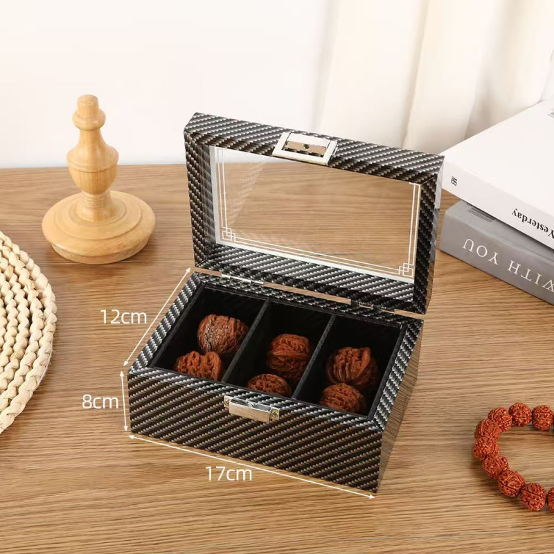 Stolna kutija za nakit od drveta oraha, dizajn glave lava, prikaz otporan na prašinu, dvostruki pretinci