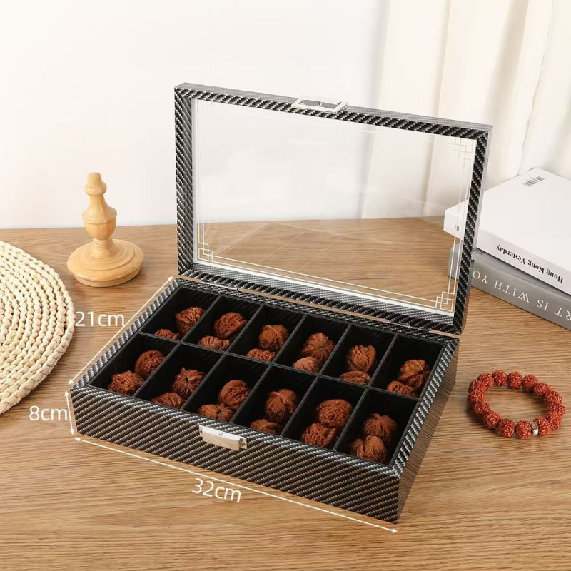 Stolna kutija za nakit od drveta oraha, dizajn glave lava, prikaz otporan na prašinu, dvostruki pretinci