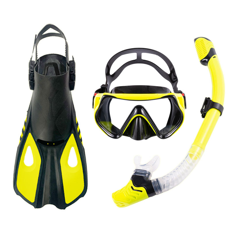 Σετ σνόρκελινγκ ενηλίκων: μάσκα, πλήρως στεγνός σωλήνας, ρυθμιζόμενα κοντά πτερύγια — Υλικό: Σιλικόνη, TPR, Tempered Glass; Κωδικός: MSF01; Διασυνοριακή εξαγωγή: Ναι; Ιδία μάρκα: Ναι