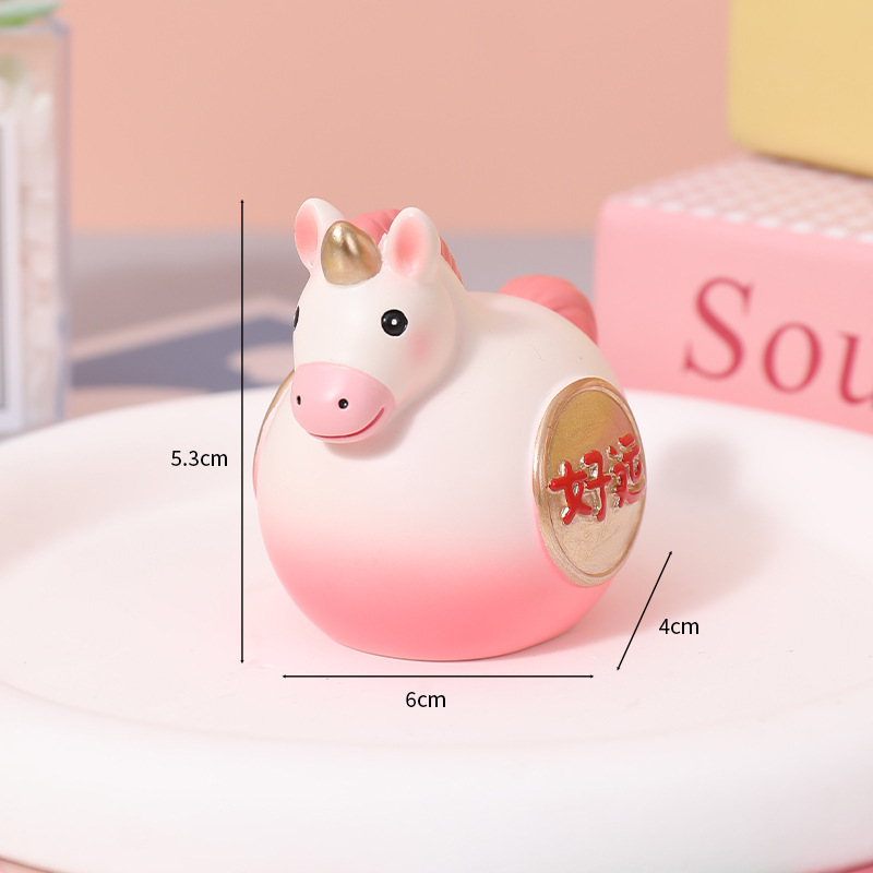 Ornament pentru consola centrală a mașinii – Anul Calului, Zodia Calului, Noroc și Pace, Figurină din rășină în stil desen animat