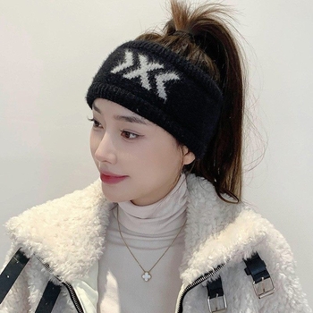 Bandă de păr sport pentru femei, acrilic, design carouri, stil stradal de vedete