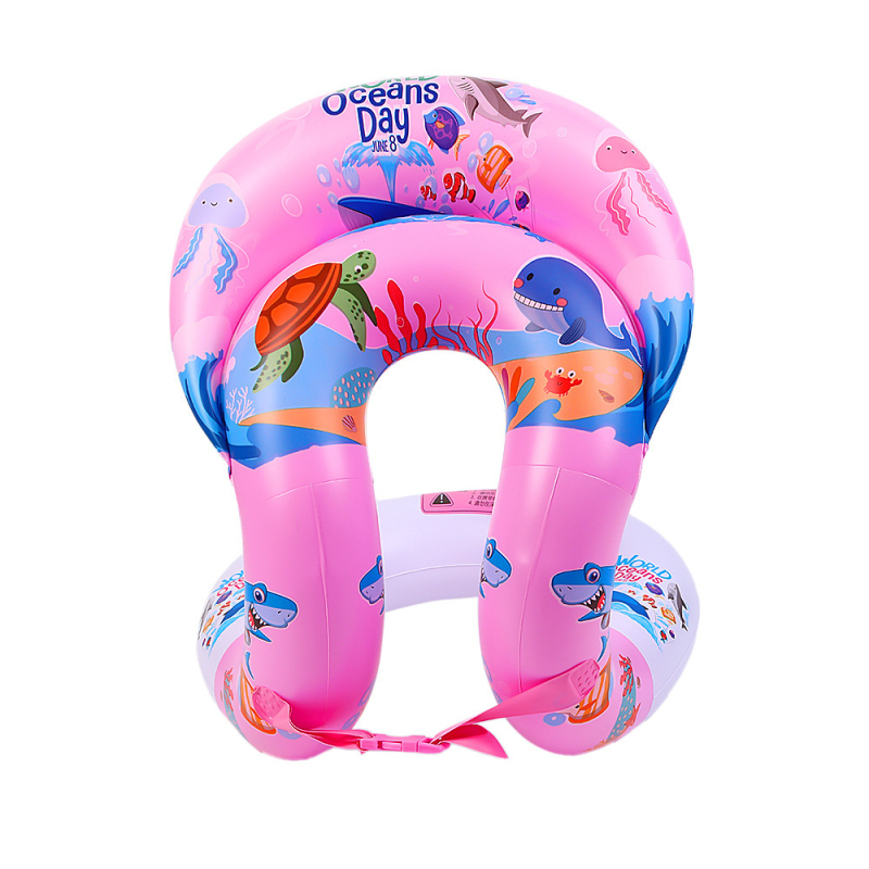 Παιδικό φουσκωτό δαχτυλίδι πλεύσης με πλάτη — φιλικό προς το περιβάλλον PVC, Πάχος PVC 20, cartoon μοτίβο, χειροκίνητο φούσκωμα