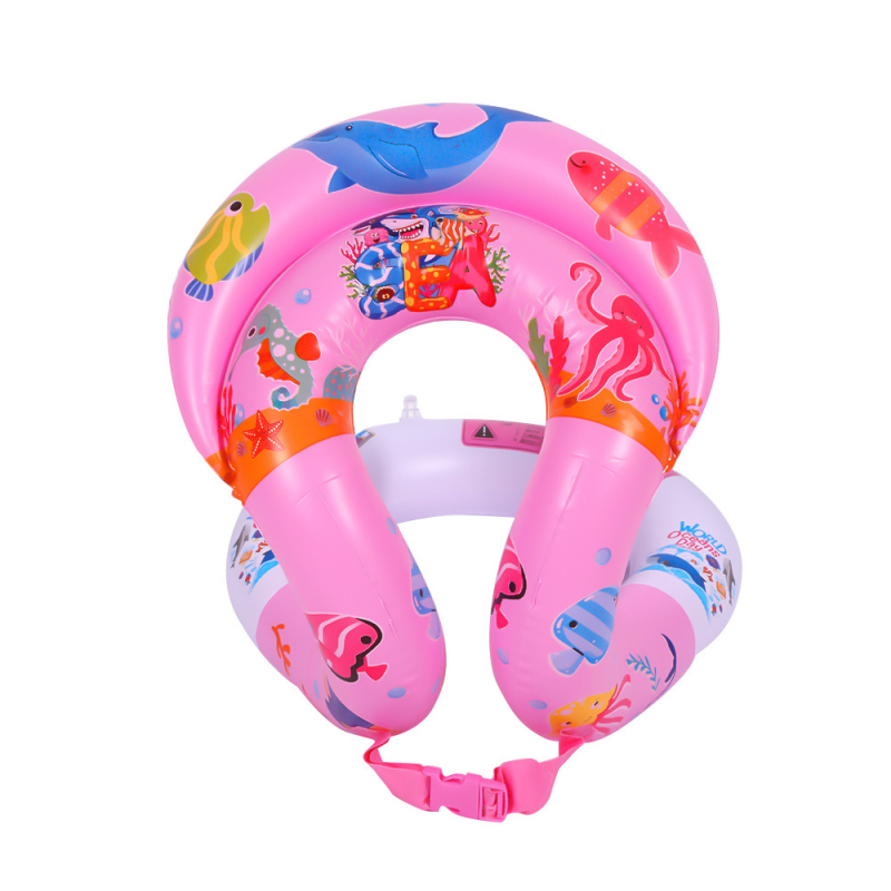 Παιδικό φουσκωτό δαχτυλίδι πλεύσης με πλάτη — φιλικό προς το περιβάλλον PVC, Πάχος PVC 20, cartoon μοτίβο, χειροκίνητο φούσκωμα