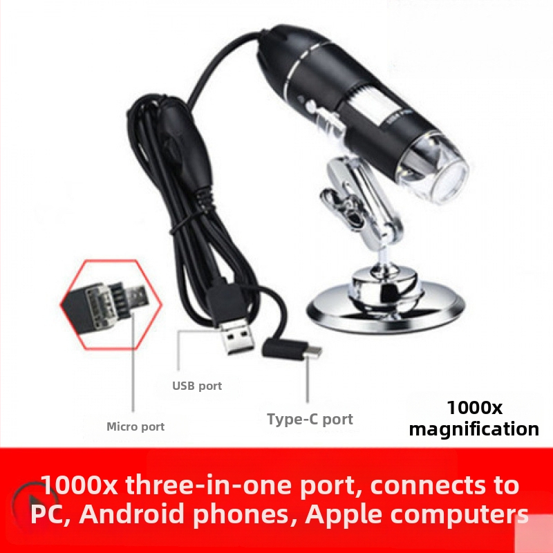 USB digitálny mikroskop s 1600× zväčšením na skúmanie kože a vlasových folikulov — kompatibilný so smartfónom, vysoké rozlíšenie snímok