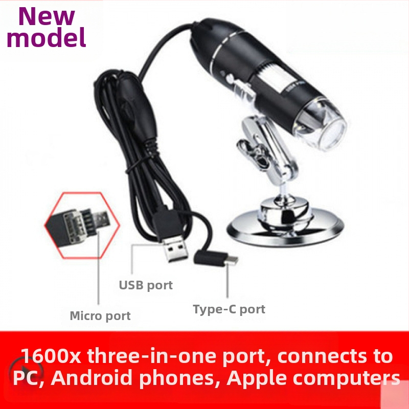 USB digitálny mikroskop s 1600× zväčšením na skúmanie kože a vlasových folikulov — kompatibilný so smartfónom, vysoké rozlíšenie snímok