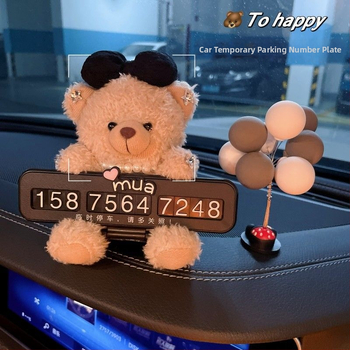 Panda auto presúvanie telefónne číslo tabuľka – roztomilý dočasný parkovací ornament, plastový vnútorný doplnok