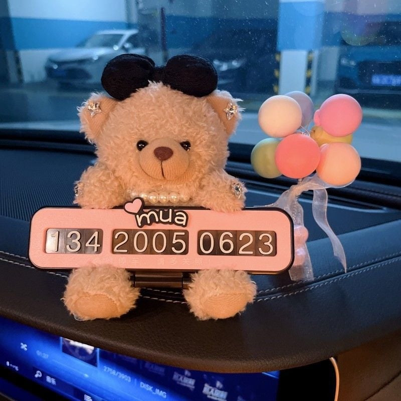 Panda πινακίδα αριθμού τηλεφώνου για μετακίνηση αυτοκινήτου – γλυκό προσωρινό διακοσμητικό πάρκινγκ εσωτερικού αυτοκινήτου, πλαστικό