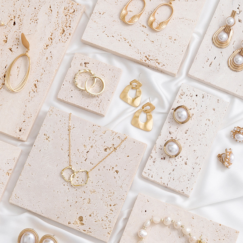 Fundal de pânză pentru fotografierea produselor cu bloc de piatră de peșteră și placă de marmură naturală, pentru cercei și coliere (Timp de lansare pe piață: 2022; Sursă: Spot; Tip: Pânză de fundal; Scenarii: Fotografierea produselor; Material: Piatră de 