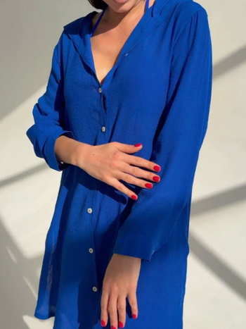 Lyy poliester kupać kardigan za plažu – lagan kroj, dugi rukavi, UPF40+, duljina 80–100 cm, 90–95% poliestera