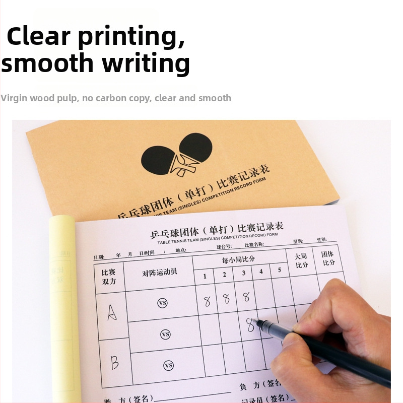 Tabuľka skóre s náhradnými kartami a taktickou doskou pre basketbal, futbal, badminton a stolný tenis; papier, 500 listov, tlač loga, prispôsobenie