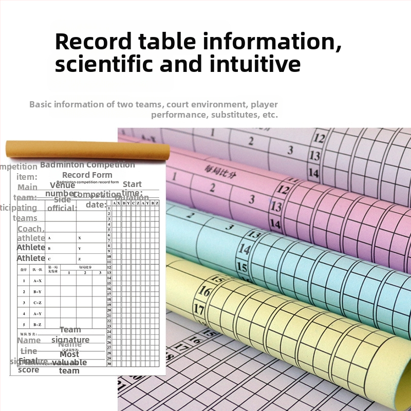 Tabuľka skóre s náhradnými kartami a taktickou doskou pre basketbal, futbal, badminton a stolný tenis; papier, 500 listov, tlač loga, prispôsobenie