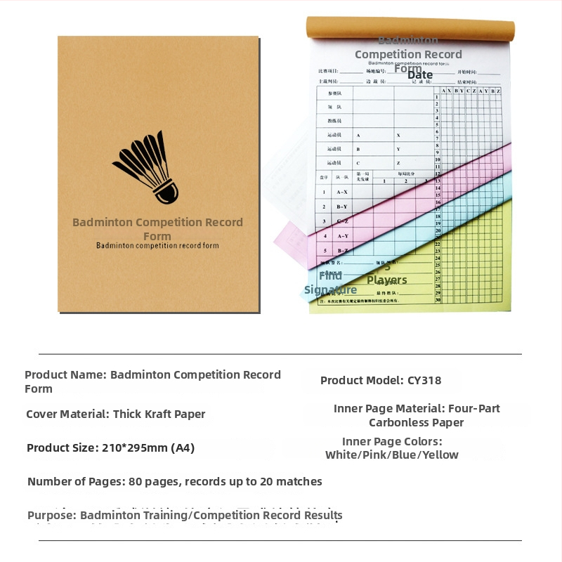Tabuľka skóre s náhradnými kartami a taktickou doskou pre basketbal, futbal, badminton a stolný tenis; papier, 500 listov, tlač loga, prispôsobenie