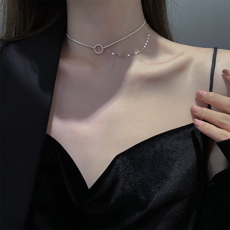 Morning Hope choker s metalnim premazom, nepravilna ključna lančana ogrlica, višeslojni korejski stil za žene