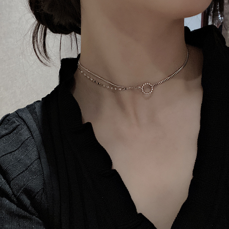 Morning Hope choker s metalnim premazom, nepravilna ključna lančana ogrlica, višeslojni korejski stil za žene