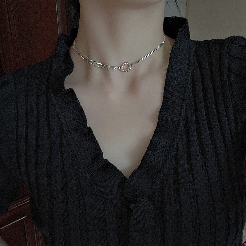 Morning Hope choker s metalnim premazom, nepravilna ključna lančana ogrlica, višeslojni korejski stil za žene
