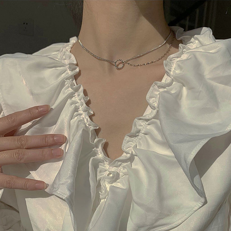 Morning Hope choker s metalnim premazom, nepravilna ključna lančana ogrlica, višeslojni korejski stil za žene