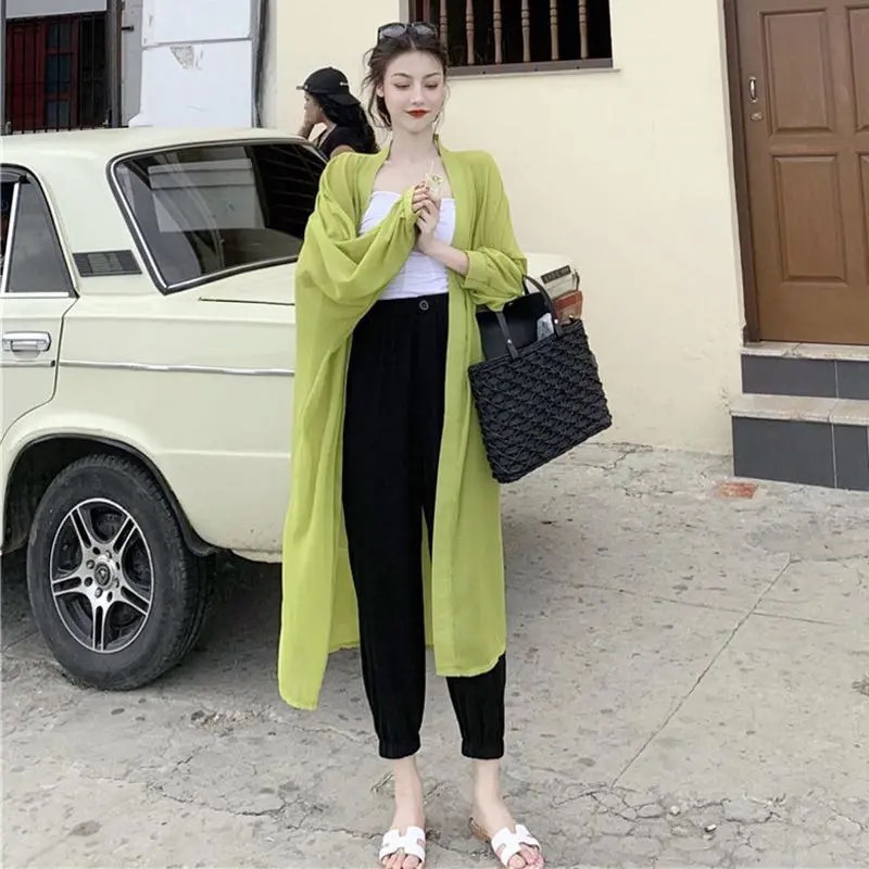 Плажен кардиган за бански, шифон/полиестер, дълги ръкави, яка поло, къс модел