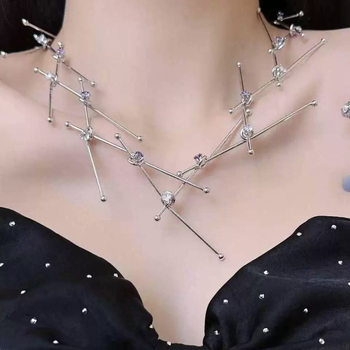 Metalno koljeno s kubanskim lancem, geometrijski oblik, privjesak od titan čelika, višeslojno