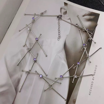 Metalno koljeno s kubanskim lancem, geometrijski oblik, privjesak od titan čelika, višeslojno