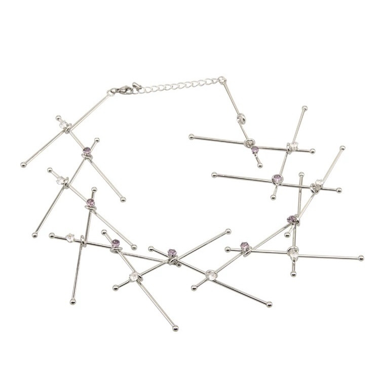 Metalno koljeno s kubanskim lancem, geometrijski oblik, privjesak od titan čelika, višeslojno