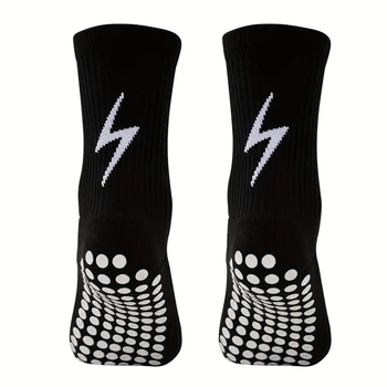 Középszárú futball zokni meccsekre és edzésekhez, imitáció nylon anyag, vastag törölköző-szerű textúra, pöttyös csúszásmentes felület