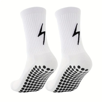 Középszárú futball zokni meccsekre és edzésekhez, imitáció nylon anyag, vastag törölköző-szerű textúra, pöttyös csúszásmentes felület