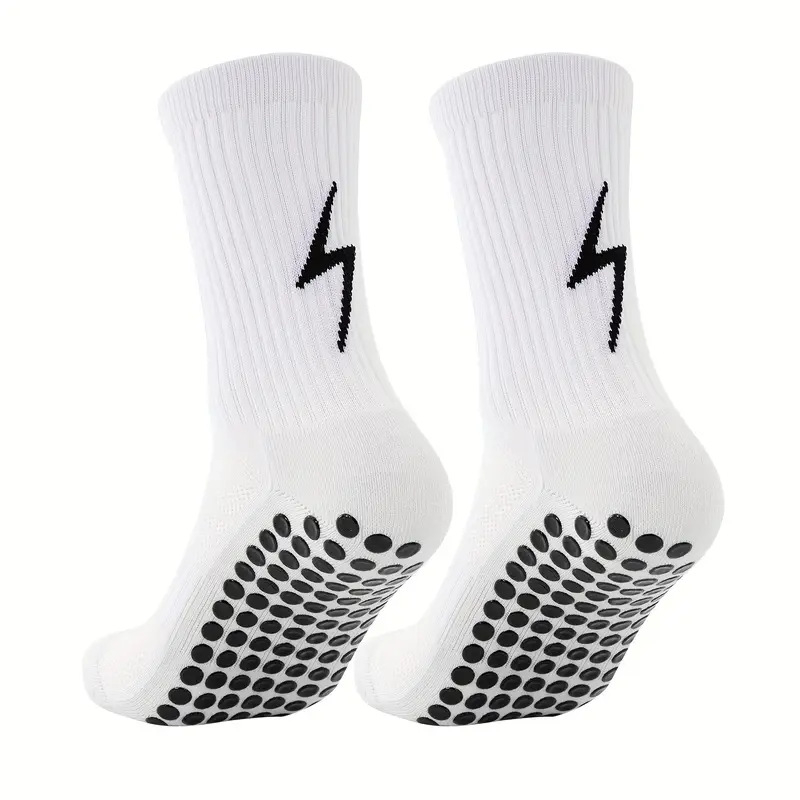 Középszárú futball zokni meccsekre és edzésekhez, imitáció nylon anyag, vastag törölköző-szerű textúra, pöttyös csúszásmentes felület