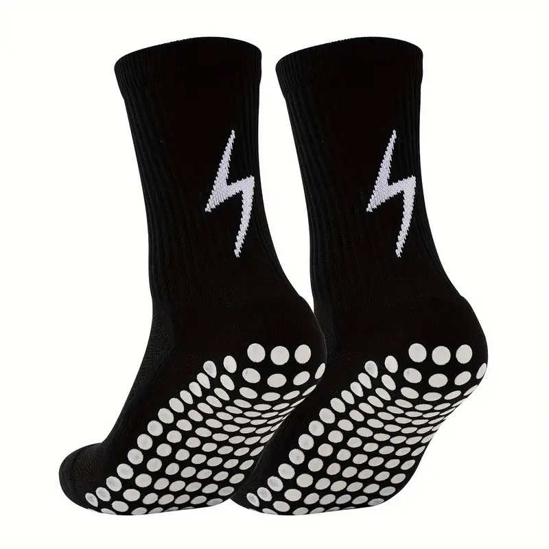 Középszárú futball zokni meccsekre és edzésekhez, imitáció nylon anyag, vastag törölköző-szerű textúra, pöttyös csúszásmentes felület