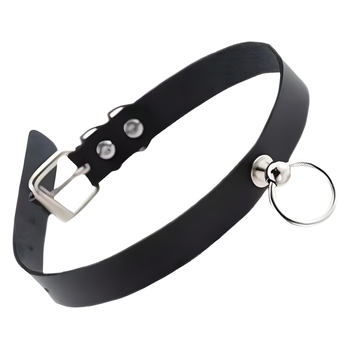 Bőr chok­er nyaklánc O‑alakú körrel – geometriai stílus, egzotikus dizájn, modell ODH