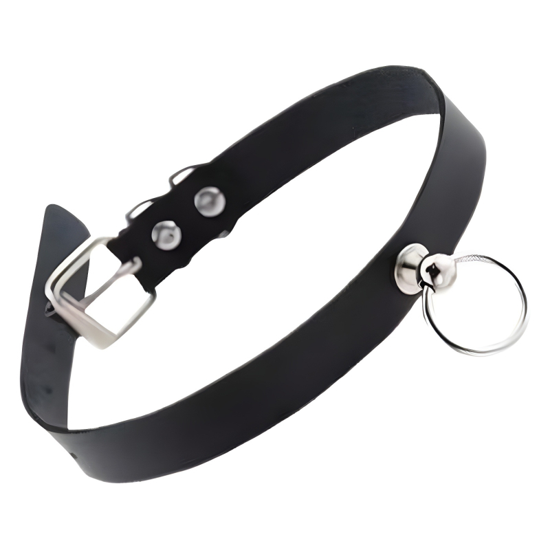 Bőr chok­er nyaklánc O‑alakú körrel – geometriai stílus, egzotikus dizájn, modell ODH